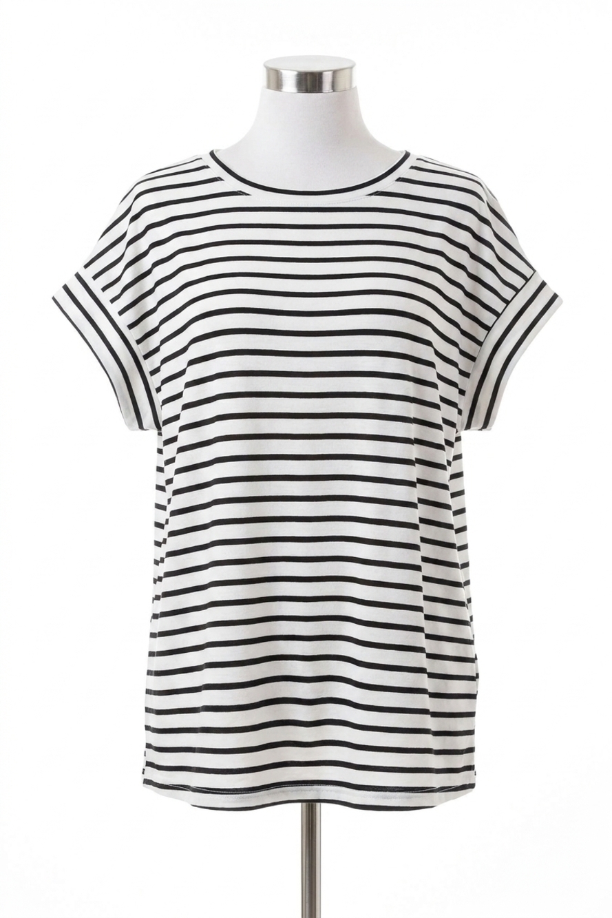 NEW HEIMISH USA striped cap sleeve top in black